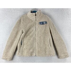 Pendleton Fleece Jacket Womens Large Ivory Sherpa Flannel Lined Full Zip Cozy